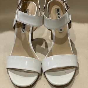 Karl Lagerfield White Patent Leather Sandals size 9